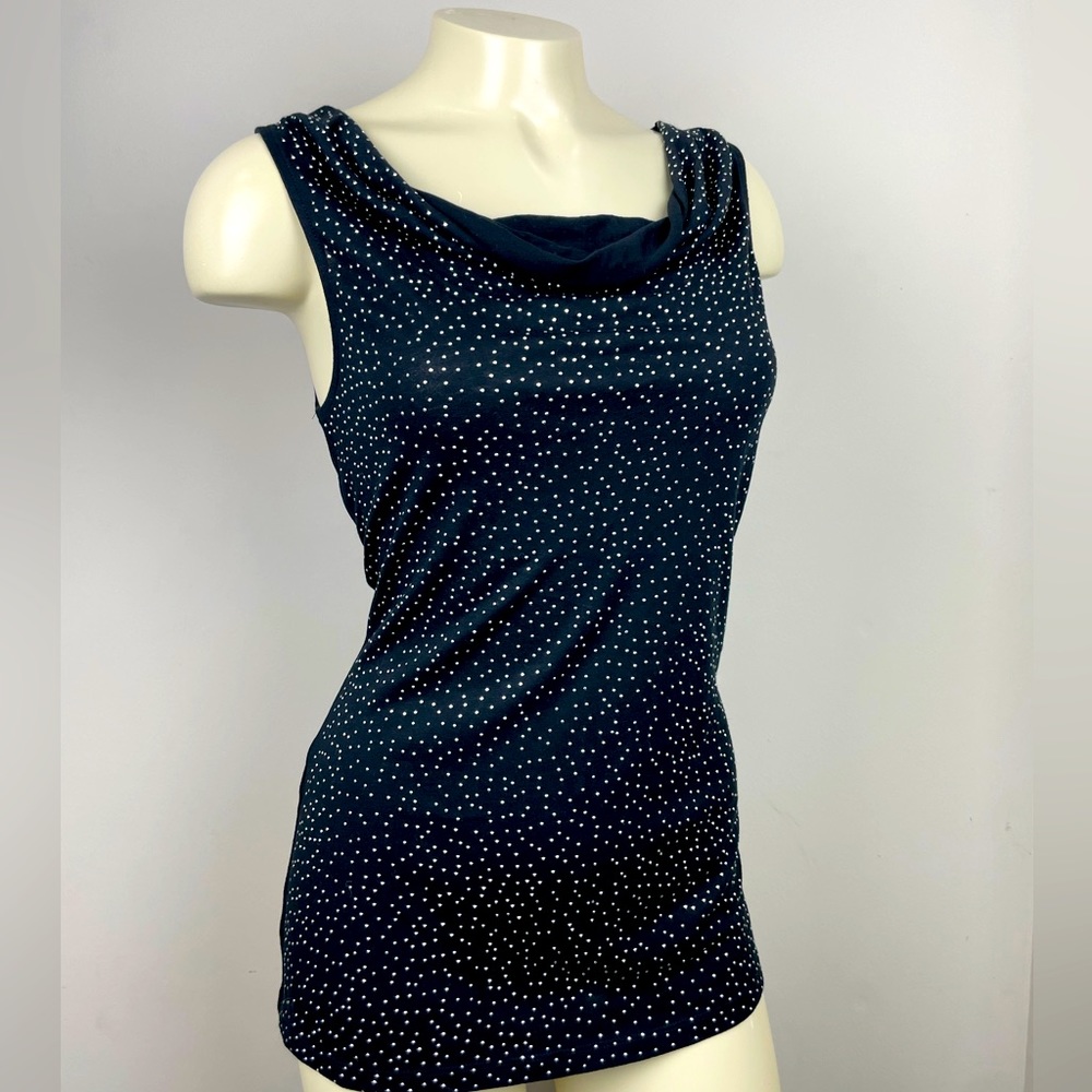 Express Swoop Neck Black Embellished Tank Top